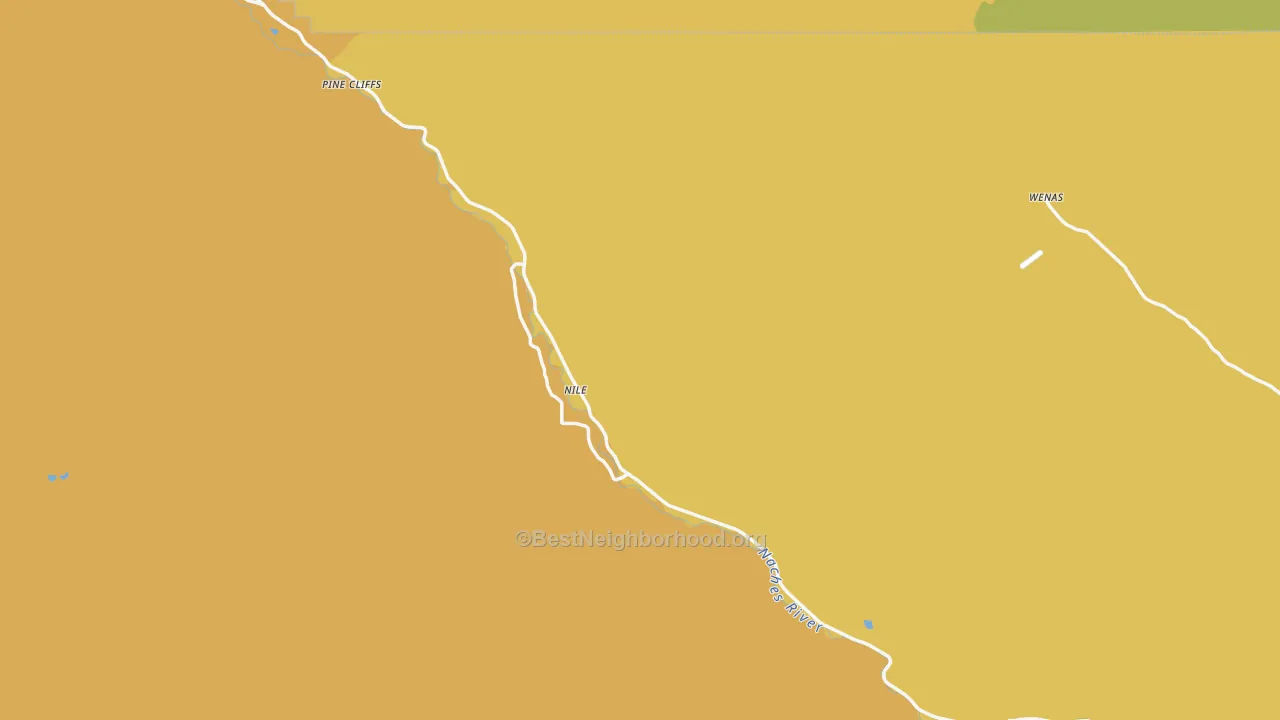 Map of the best neighborhoods in the Nile area, with better matches in green and worse matches in red