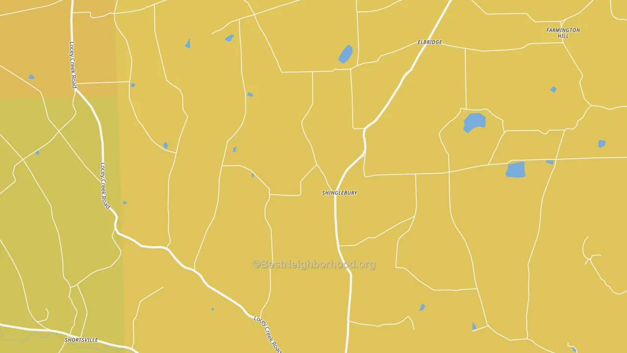 Map of the best neighborhoods in the Niles Valley area, with better matches in green and worse matches in red