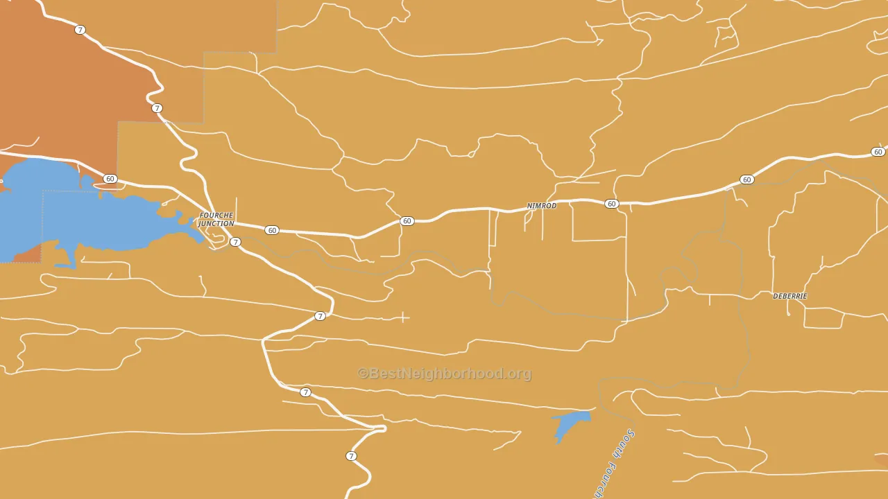 Map of the best neighborhoods in the Nimrod area, with better matches in green and worse matches in red