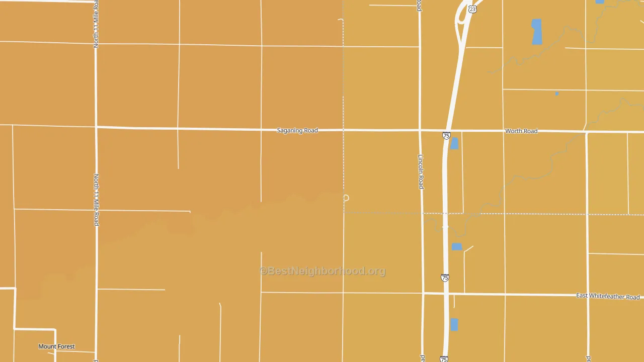 Map of the best neighborhoods in the Nine Mile area, with better matches in green and worse matches in red