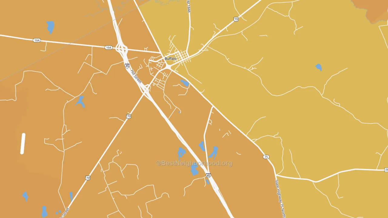 Map of the best neighborhoods in the Nineveh area, with better matches in green and worse matches in red