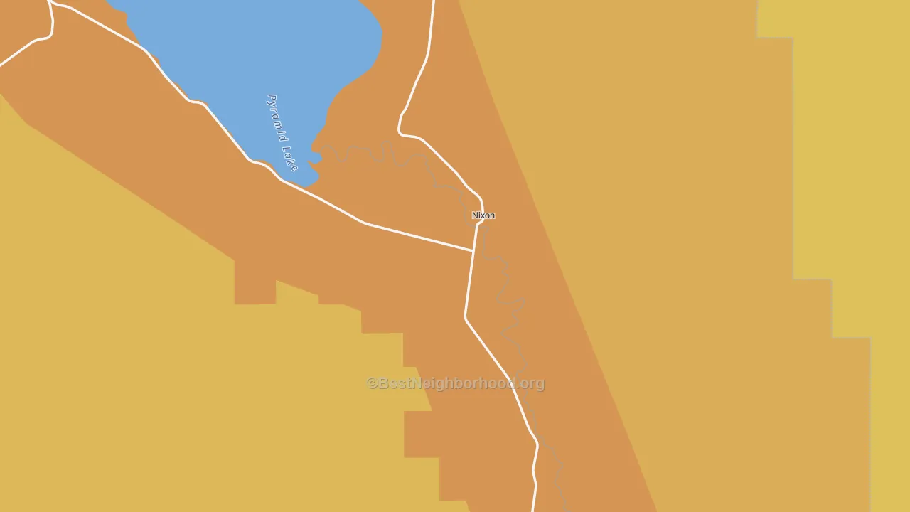 Map of the best neighborhoods in the Nixon area, with better matches in green and worse matches in red