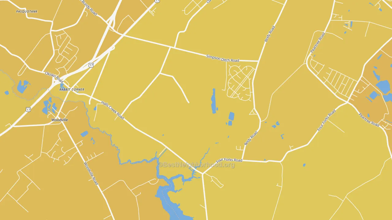Map of the best neighborhoods in the Nixonton area, with better matches in green and worse matches in red