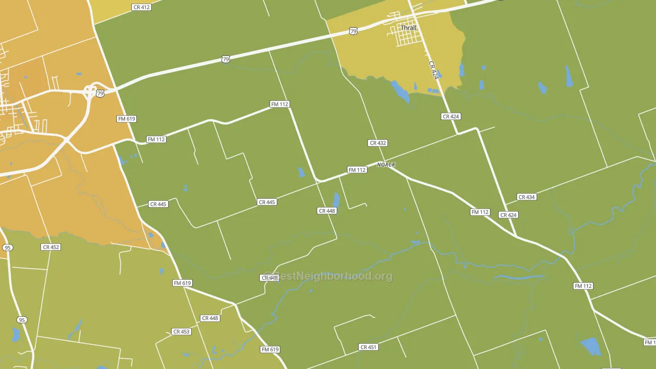 Map of the best neighborhoods in the Noack area, with better matches in green and worse matches in red