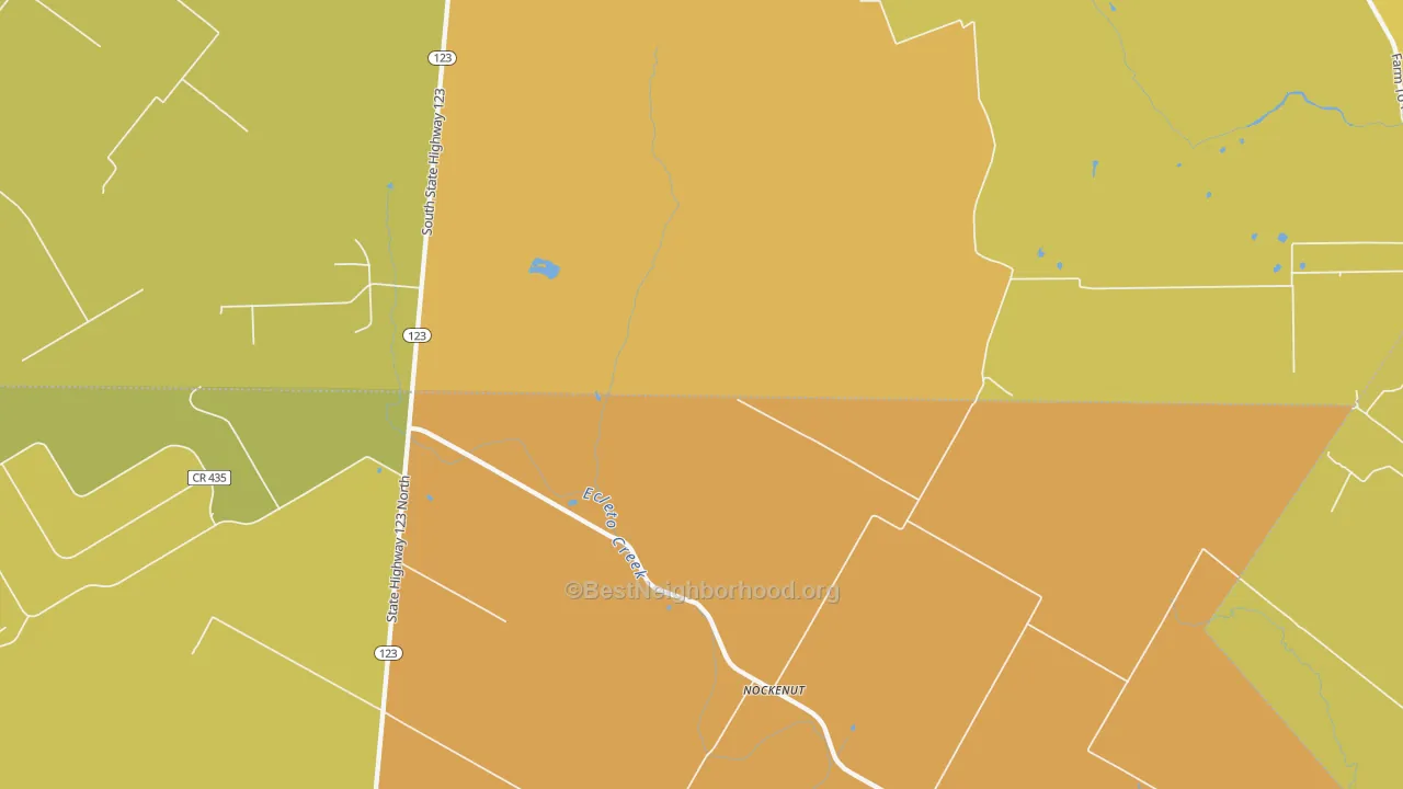 Map of the best neighborhoods in the Nockenut area, with better matches in green and worse matches in red