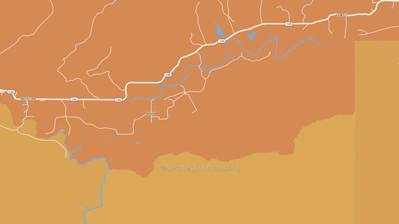 Map of the best neighborhoods in the Nolia area, with better matches in green and worse matches in red