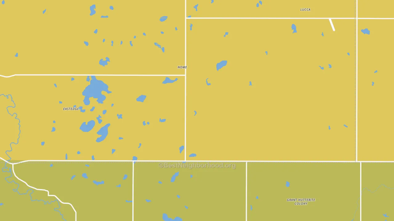Map of the best neighborhoods in the Nome area, with better matches in green and worse matches in red