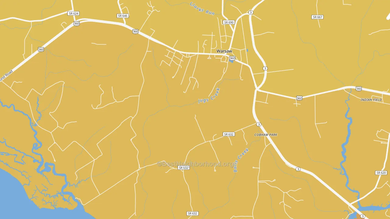 Map of the best neighborhoods in the Nomini Grove area, with better matches in green and worse matches in red