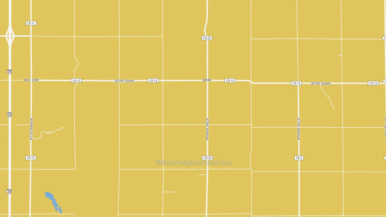 Map of the best neighborhoods in the Nora area, with better matches in green and worse matches in red