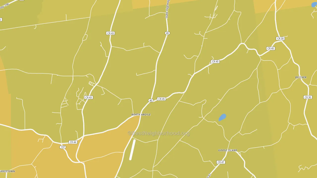 Map of the best neighborhoods in the North Argyle area, with better matches in green and worse matches in red