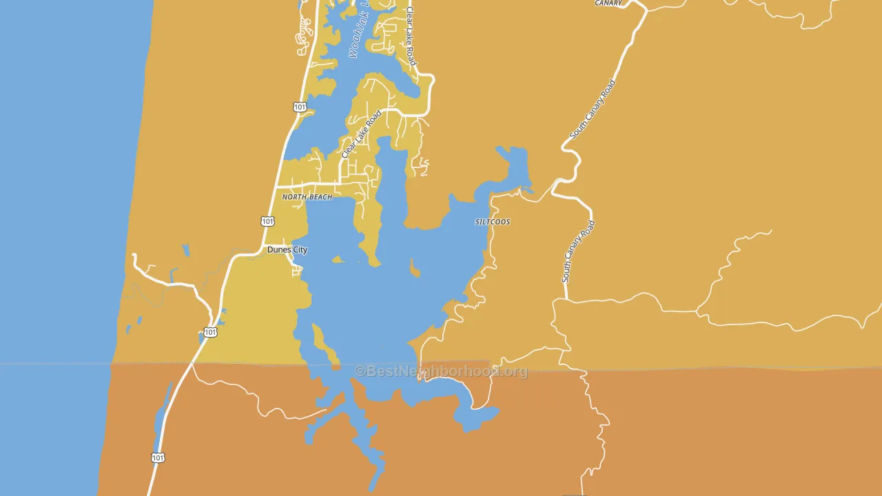 Map of the best neighborhoods in the North Beach area, with better matches in green and worse matches in red