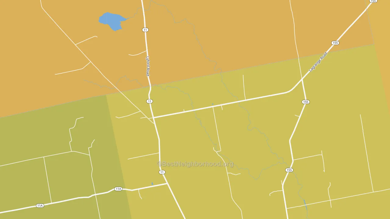 Map of the best neighborhoods in the North Bradford area, with better matches in green and worse matches in red