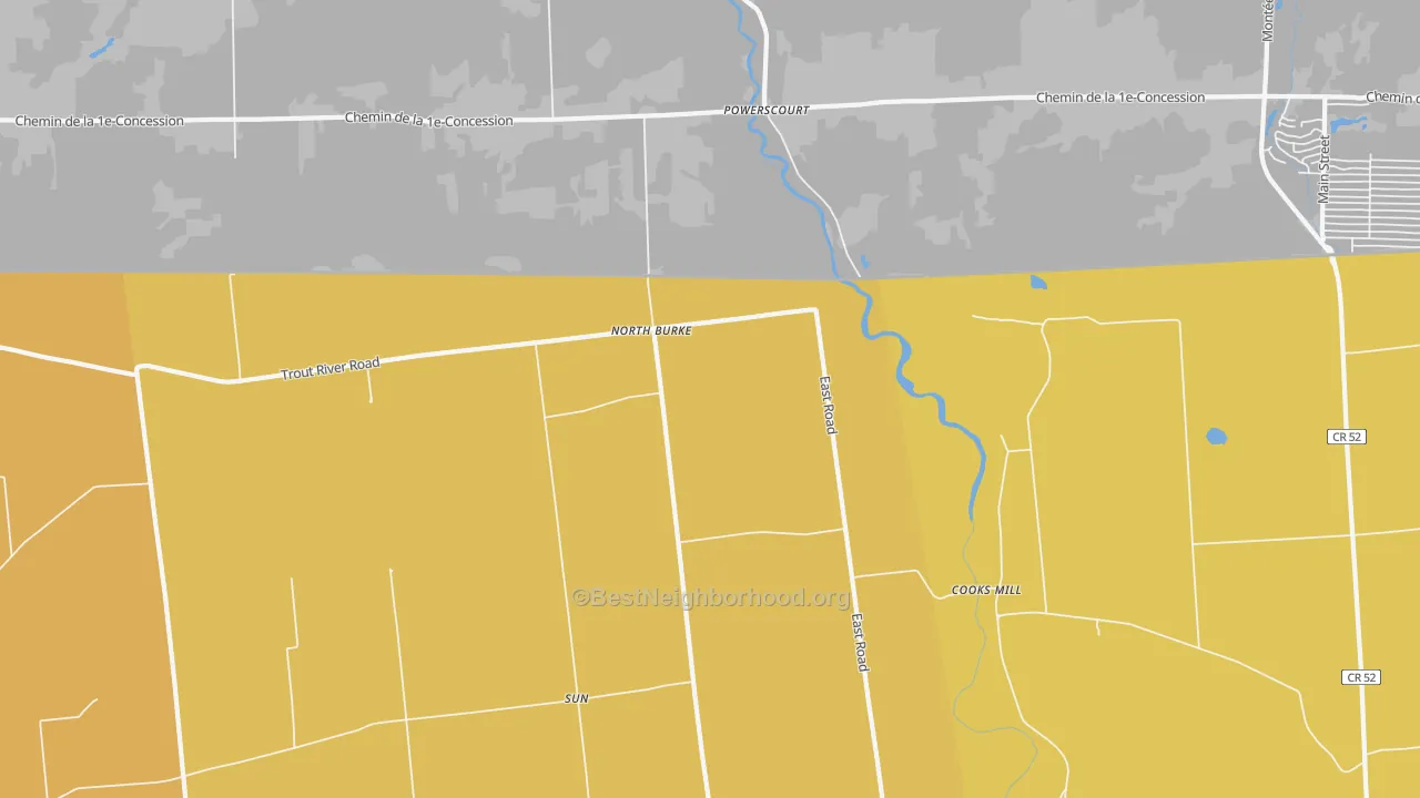 Map of the best neighborhoods in the North Burke area, with better matches in green and worse matches in red