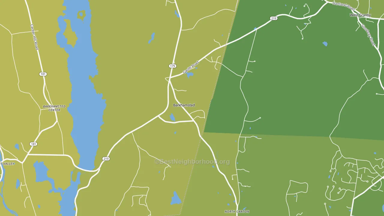 Map of the best neighborhoods in the North Canton area, with better matches in green and worse matches in red