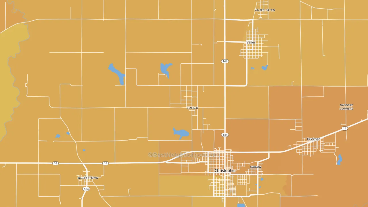 Map of the best neighborhoods in the North City area, with better matches in green and worse matches in red