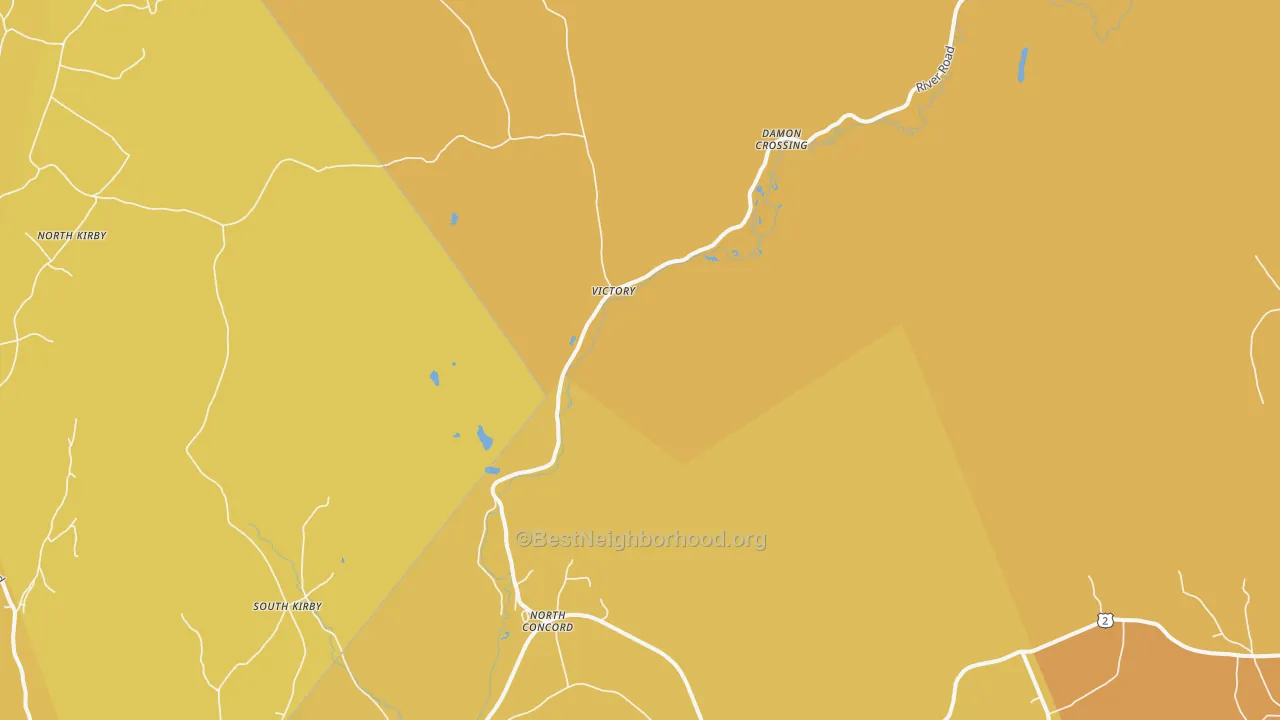Map of the best neighborhoods in the North Concord area, with better matches in green and worse matches in red