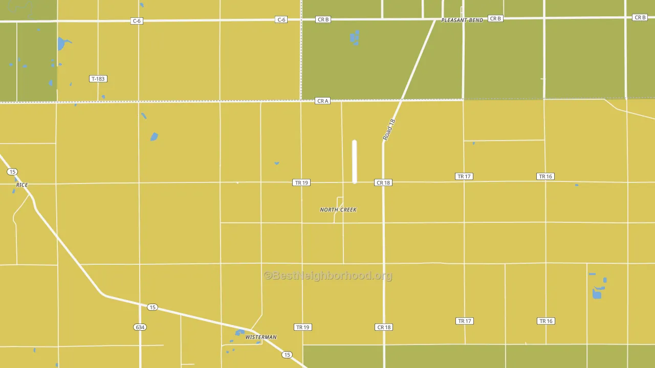 Map of the best neighborhoods in the North Creek area, with better matches in green and worse matches in red