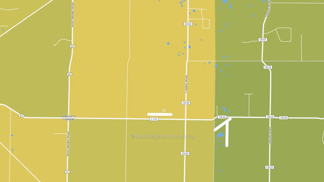 Map of the best neighborhoods in the North Eaton area, with better matches in green and worse matches in red