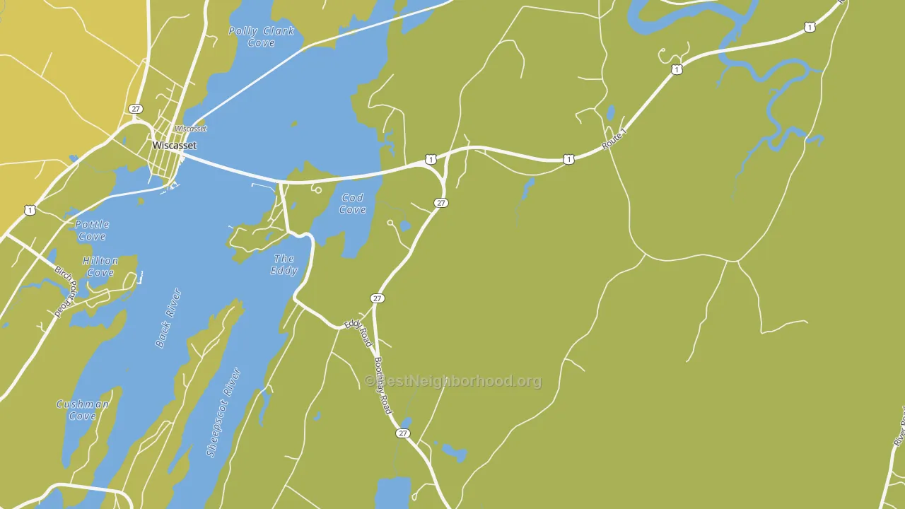 Map of the best neighborhoods in the North Edgecomb area, with better matches in green and worse matches in red
