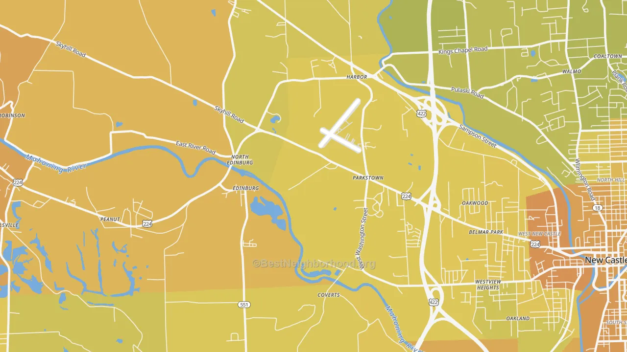 Map of the best neighborhoods in the North Edinburg area, with better matches in green and worse matches in red