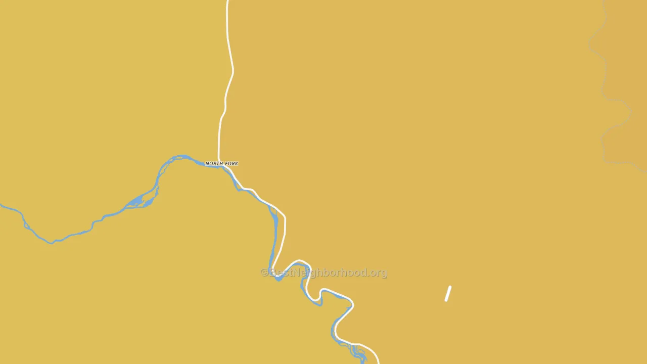 Map of the best neighborhoods in the North Fork area, with better matches in green and worse matches in red