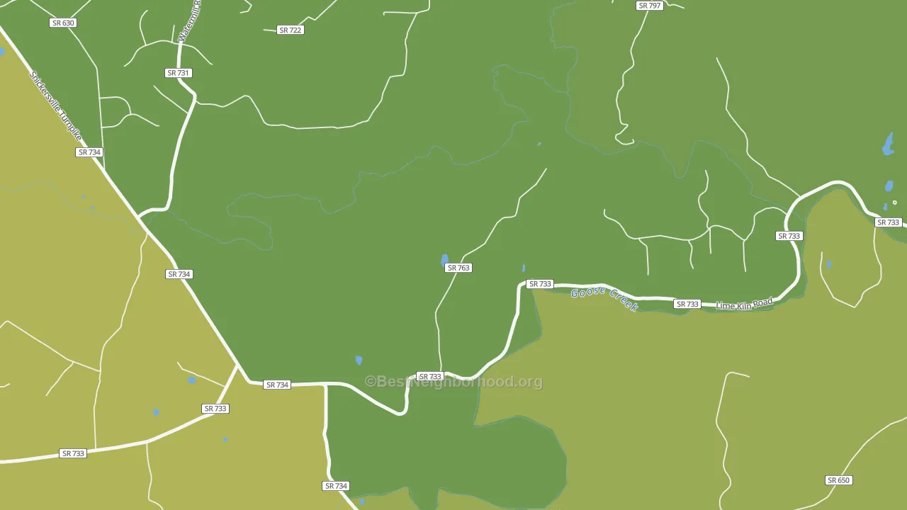 Map of the best neighborhoods in the North Fork area, with better matches in green and worse matches in red