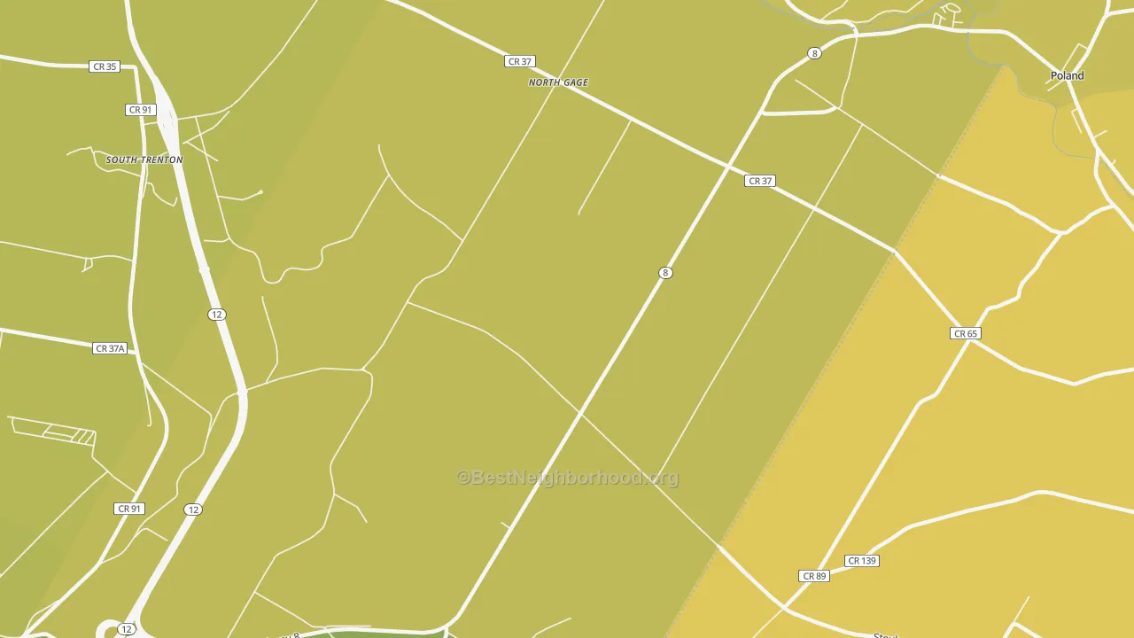Map of the best neighborhoods in the North Gage area, with better matches in green and worse matches in red
