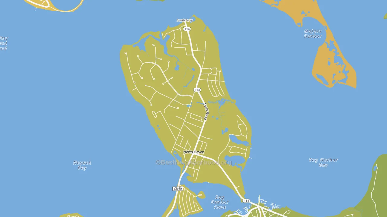 Map of the best neighborhoods in the North Haven area, with better matches in green and worse matches in red
