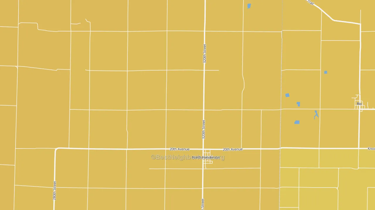 Map of the best neighborhoods in the North Henderson area, with better matches in green and worse matches in red