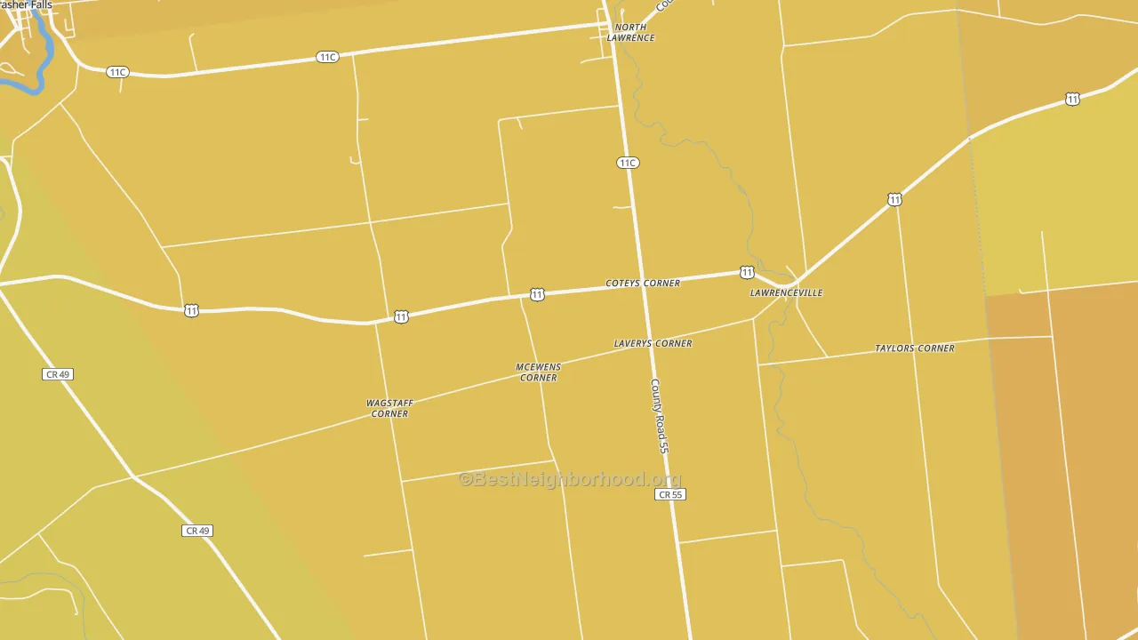 Map of the best neighborhoods in the North Lawrence area, with better matches in green and worse matches in red