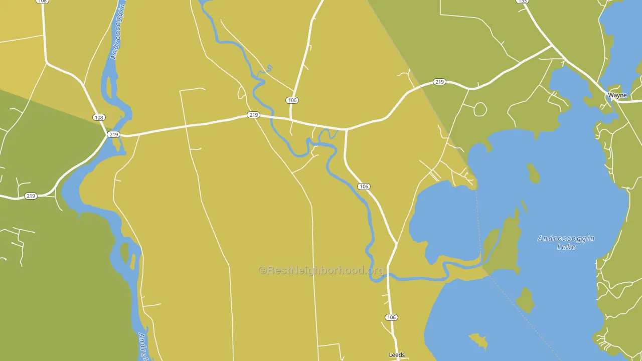 Map of the best neighborhoods in the North Leeds area, with better matches in green and worse matches in red