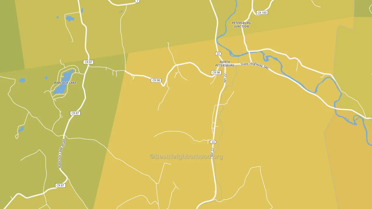 Map of the best neighborhoods in the North Petersburg area, with better matches in green and worse matches in red