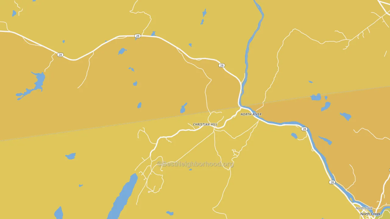 Map of the best neighborhoods in the North River area, with better matches in green and worse matches in red