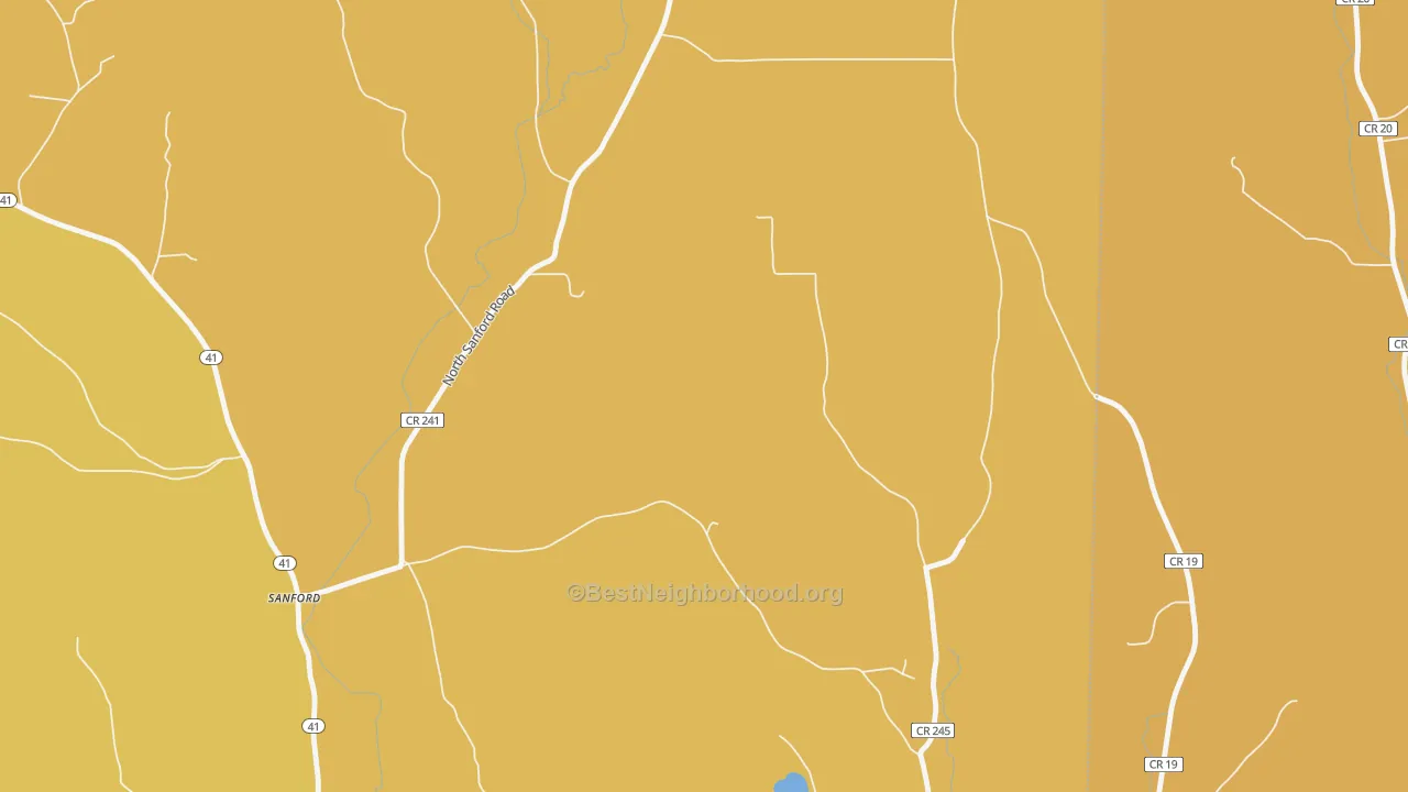 Map of the best neighborhoods in the North Sanford area, with better matches in green and worse matches in red