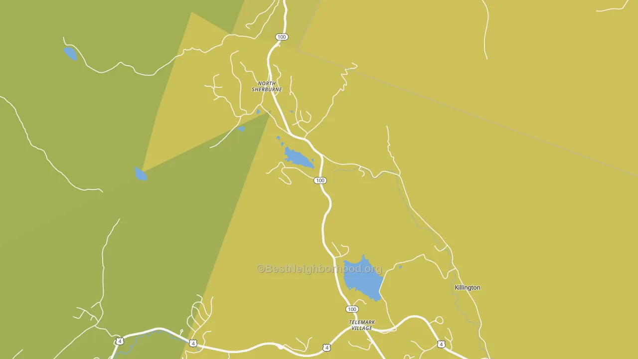 Map of the best neighborhoods in the North Sherburne area, with better matches in green and worse matches in red