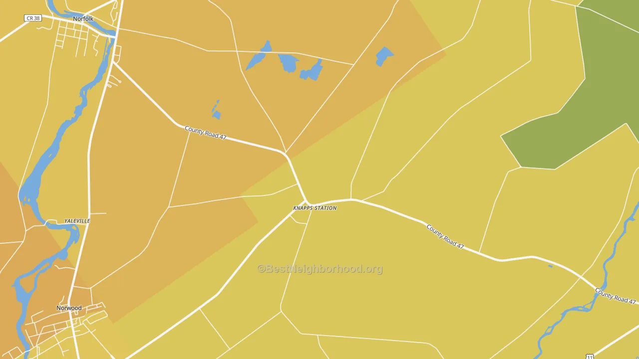 Map of the best neighborhoods in the North Stockholm area, with better matches in green and worse matches in red