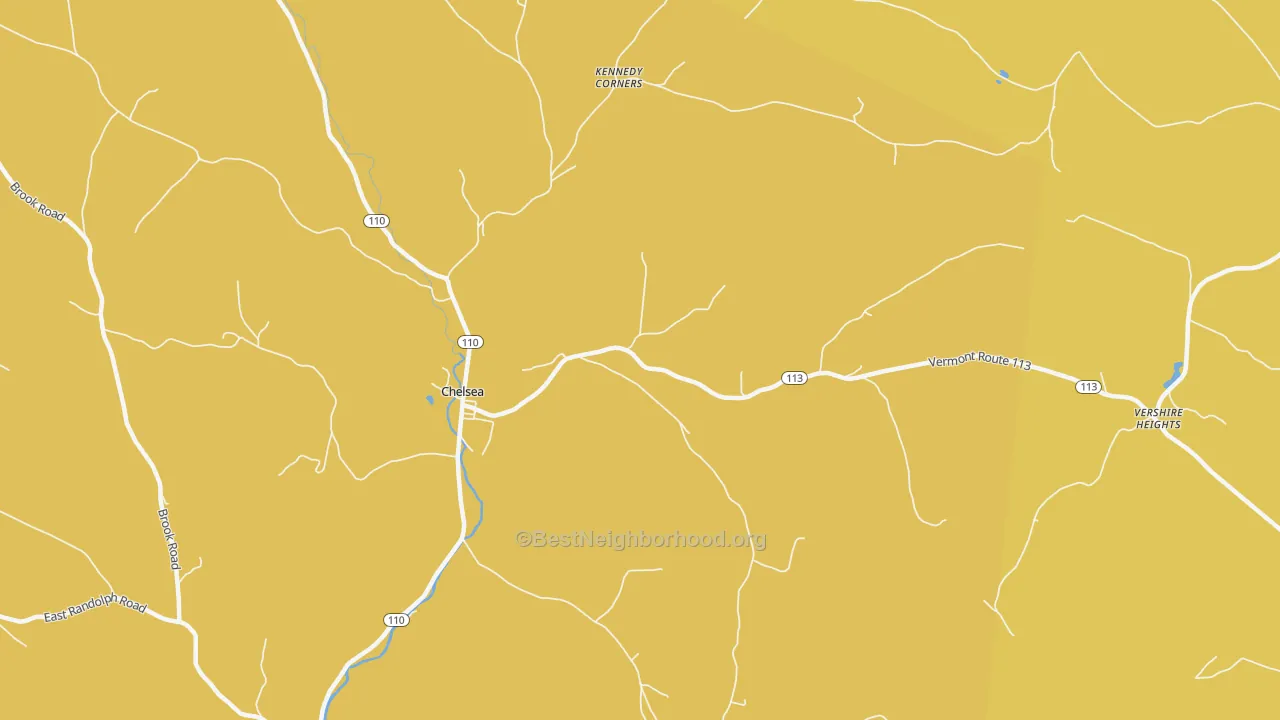 Map of the best neighborhoods in the North Thetford area, with better matches in green and worse matches in red