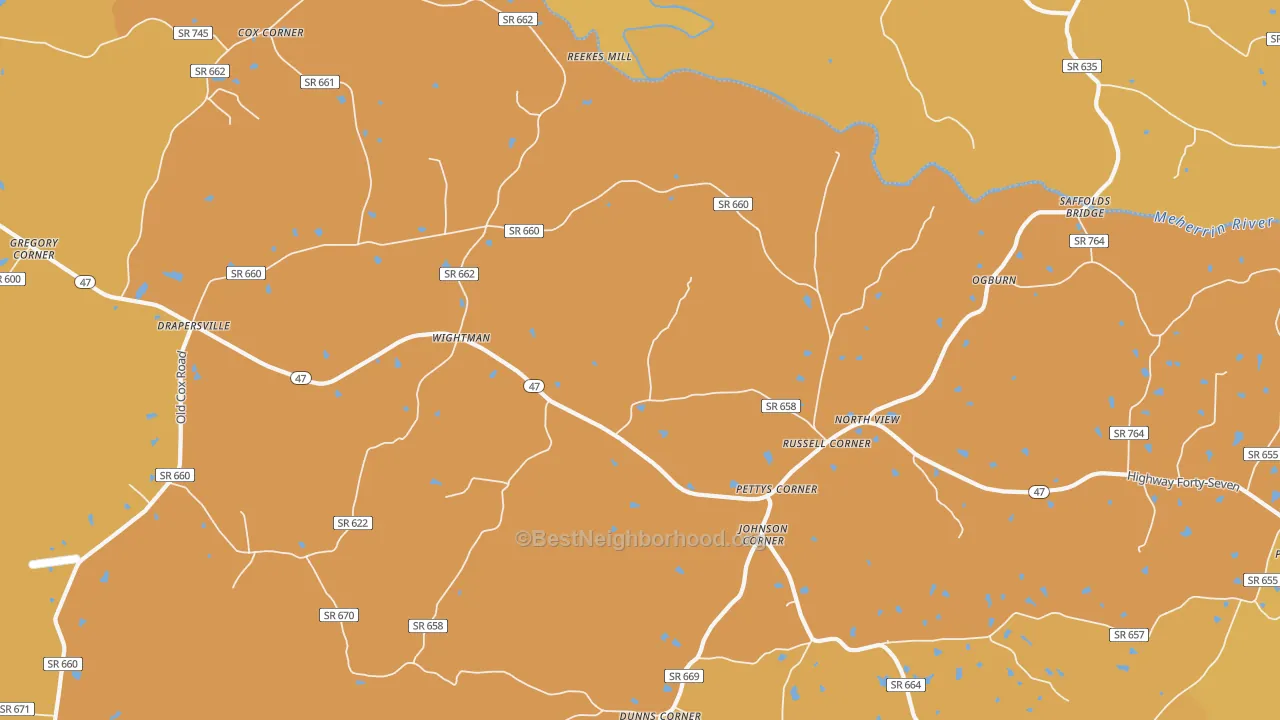 Map of the best neighborhoods in the North View area, with better matches in green and worse matches in red