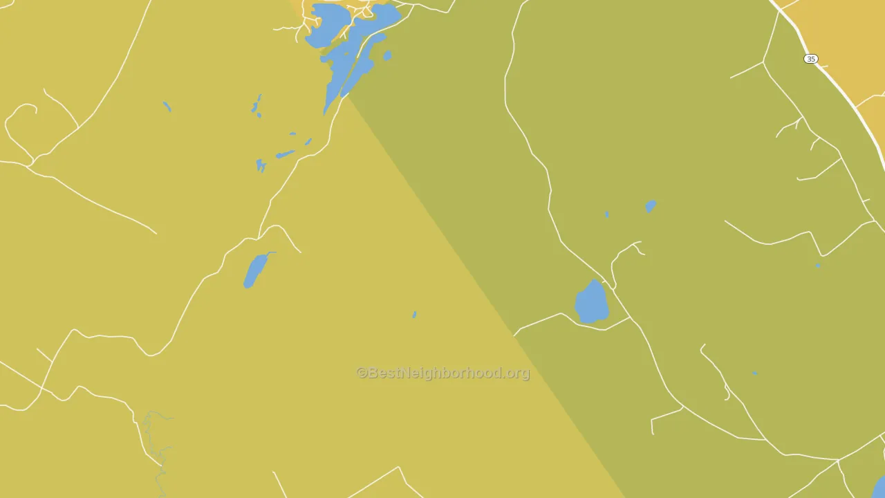 Map of the best neighborhoods in the North Waterford area, with better matches in green and worse matches in red