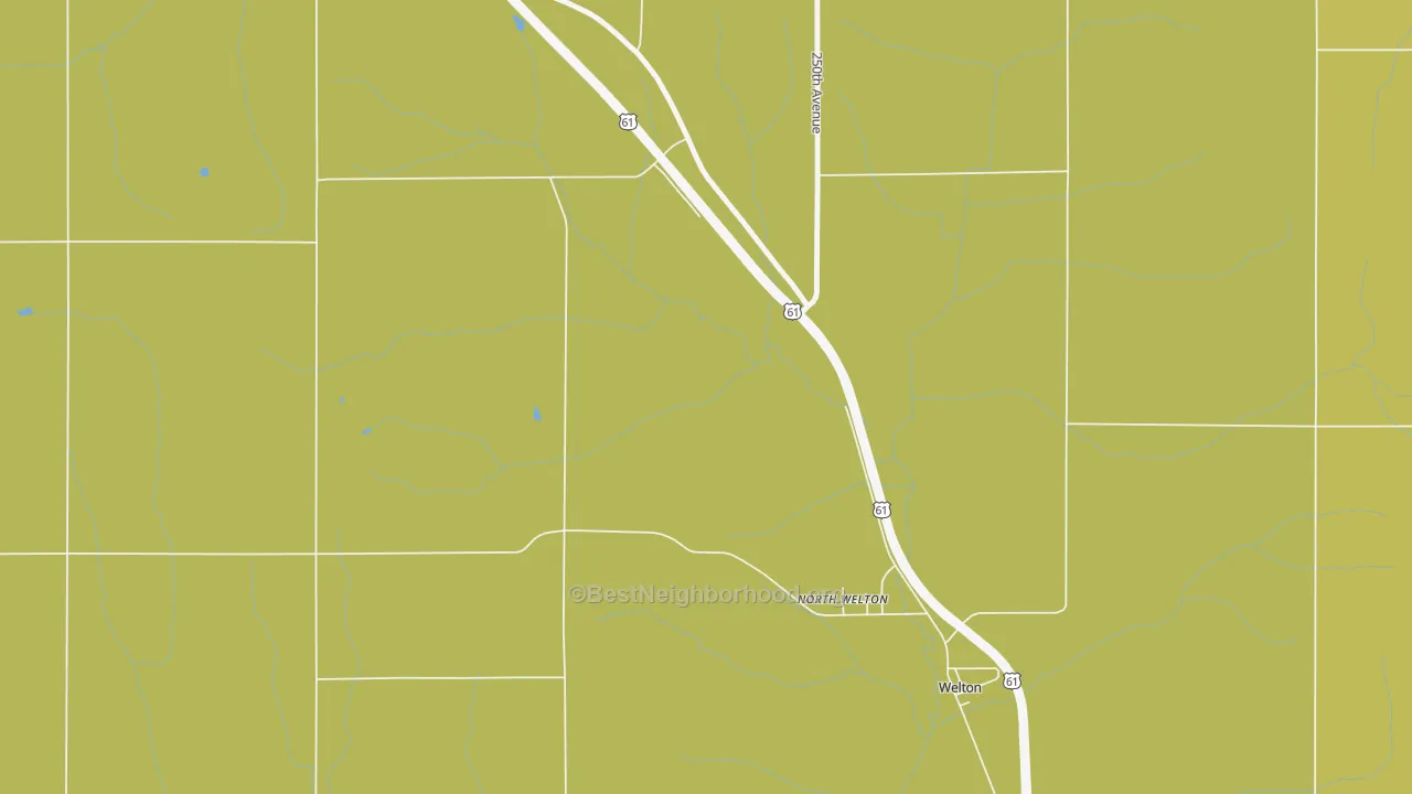 Map of the best neighborhoods in the North Welton area, with better matches in green and worse matches in red
