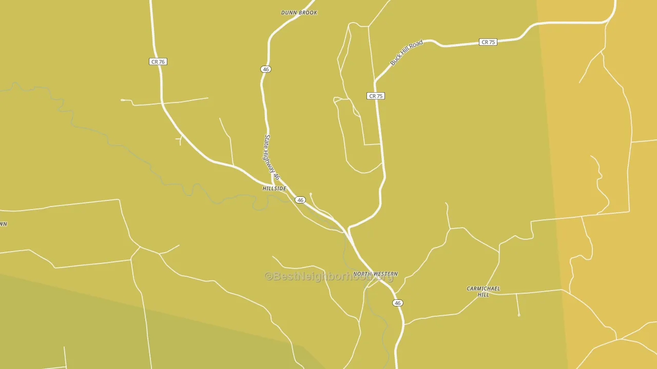 Map of the best neighborhoods in the North Western area, with better matches in green and worse matches in red