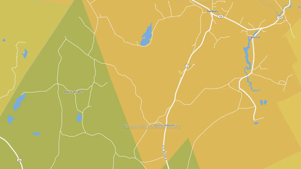 Map of the best neighborhoods in the North Wilmot area, with better matches in green and worse matches in red