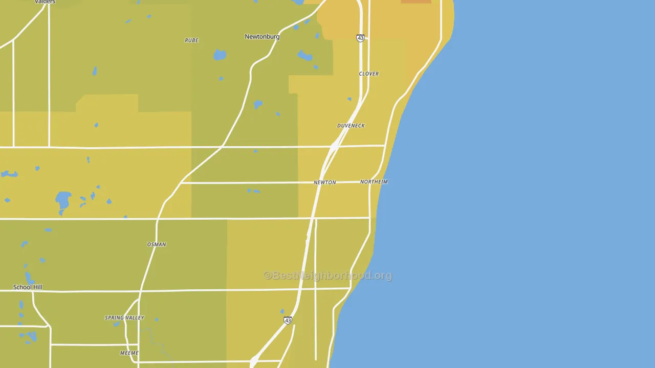 Map of the best neighborhoods in the Northeim area, with better matches in green and worse matches in red