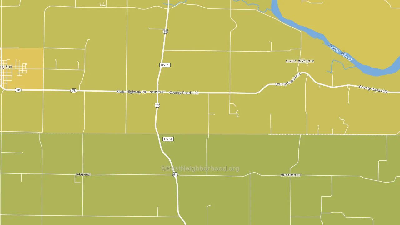 Map of the best neighborhoods in the Northfield area, with better matches in green and worse matches in red