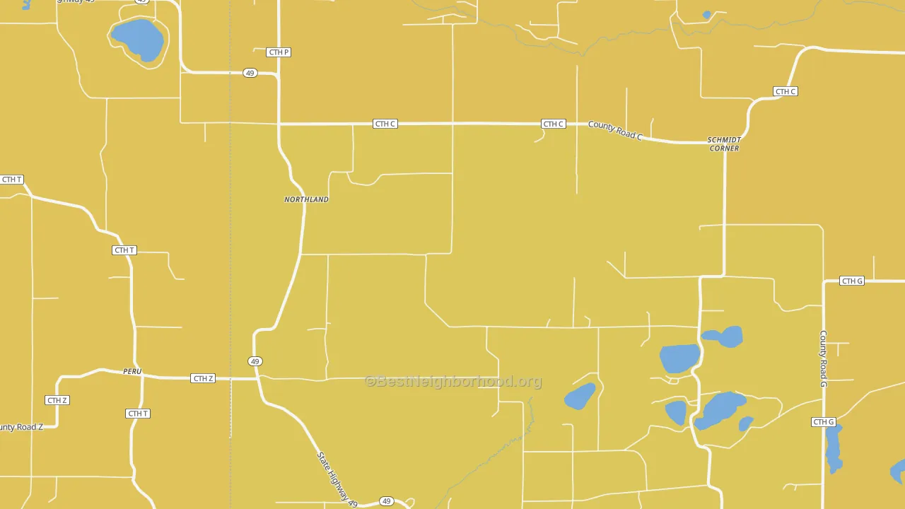 Map of the best neighborhoods in the Northland area, with better matches in green and worse matches in red