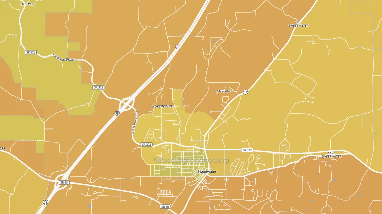 Map of the best neighborhoods in the Northpoint area, with better matches in green and worse matches in red