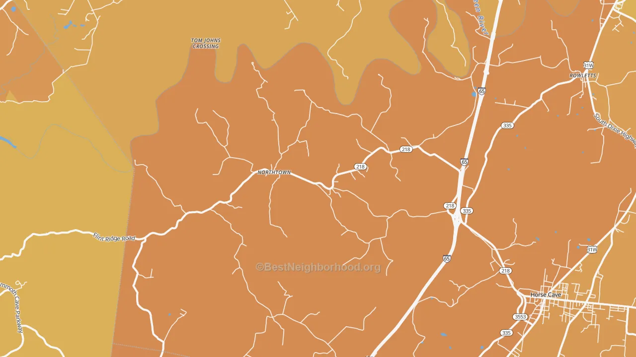 Map of the best neighborhoods in the Northtown area, with better matches in green and worse matches in red