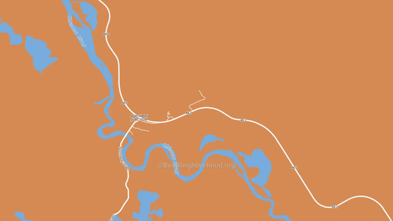 Map of the best neighborhoods in the Northway Junction area, with better matches in green and worse matches in red