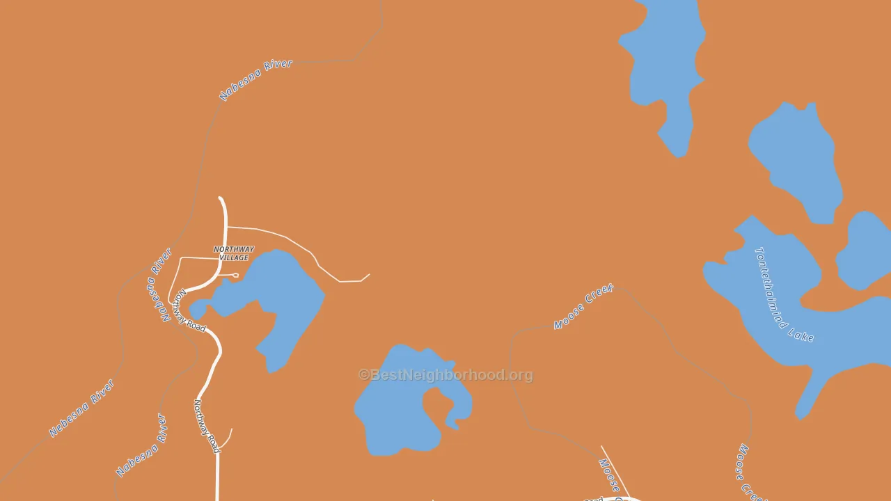 Map of the best neighborhoods in the Northway Village area, with better matches in green and worse matches in red