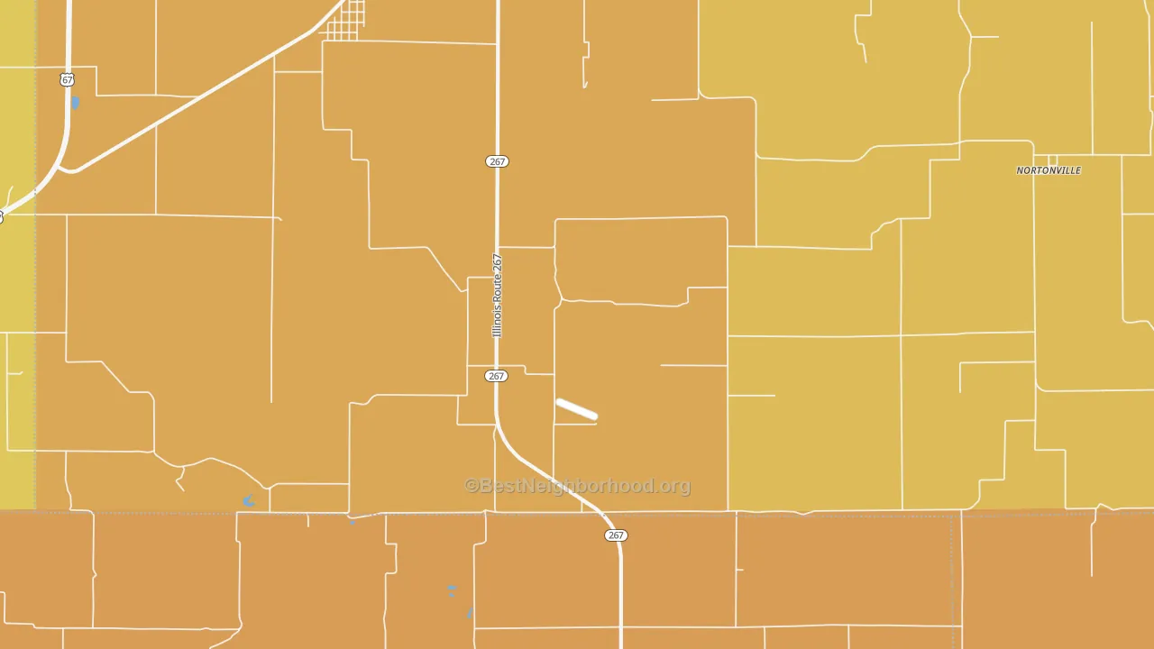 Map of the best neighborhoods in the Nortonville area, with better matches in green and worse matches in red